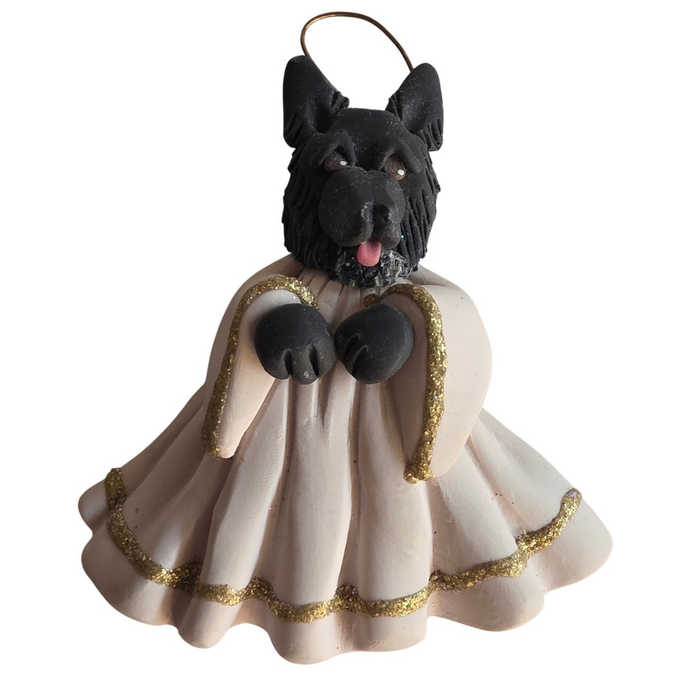 Cecile Baird Handmade Black Dog German Shepherd Angel Ornament Belgian Sheepdog